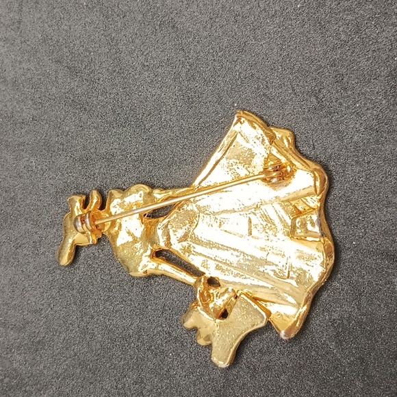 Vintage gold tone woman pin brooch - Picture 2 of 2